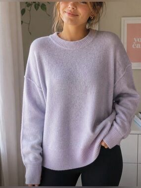 Aerie Light Purple Crewneck Long Sleeve Oversized Comfy Sweater Shirt Size XS